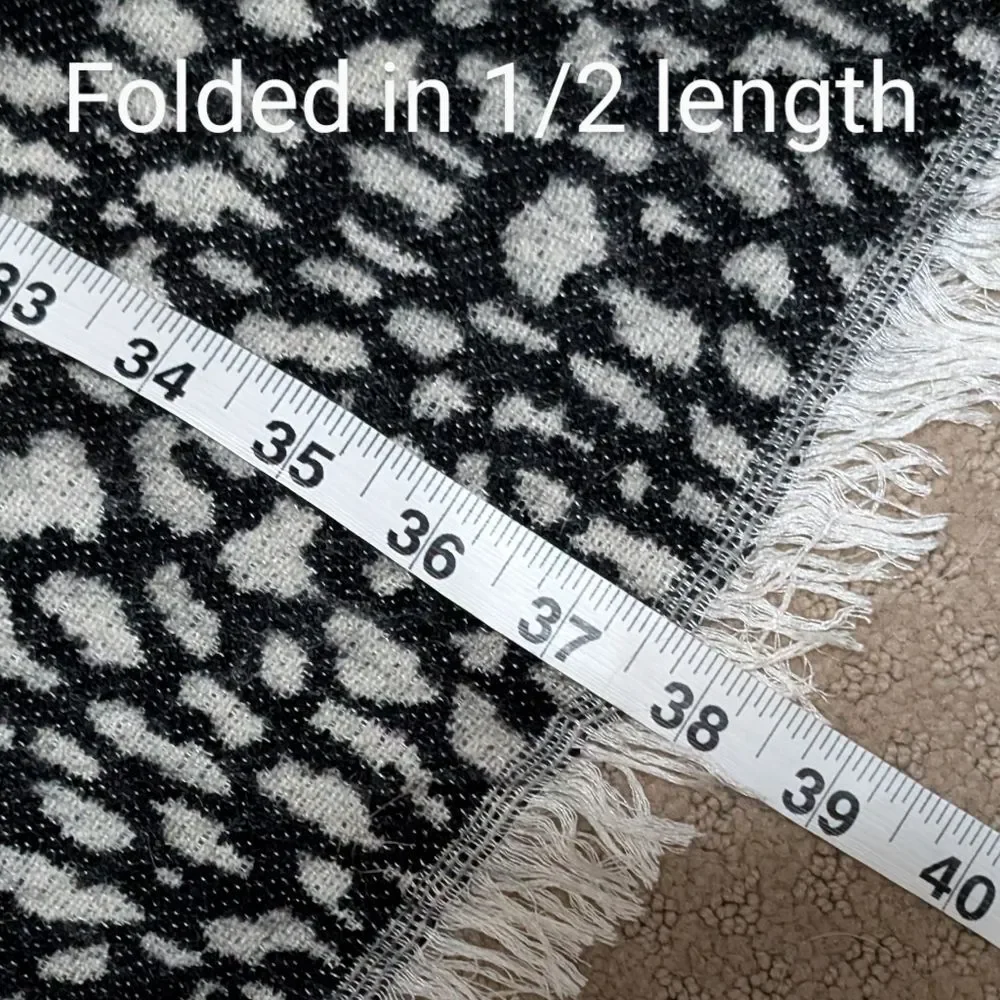 Loft animal leopard full print scarf wrap fringe black gray